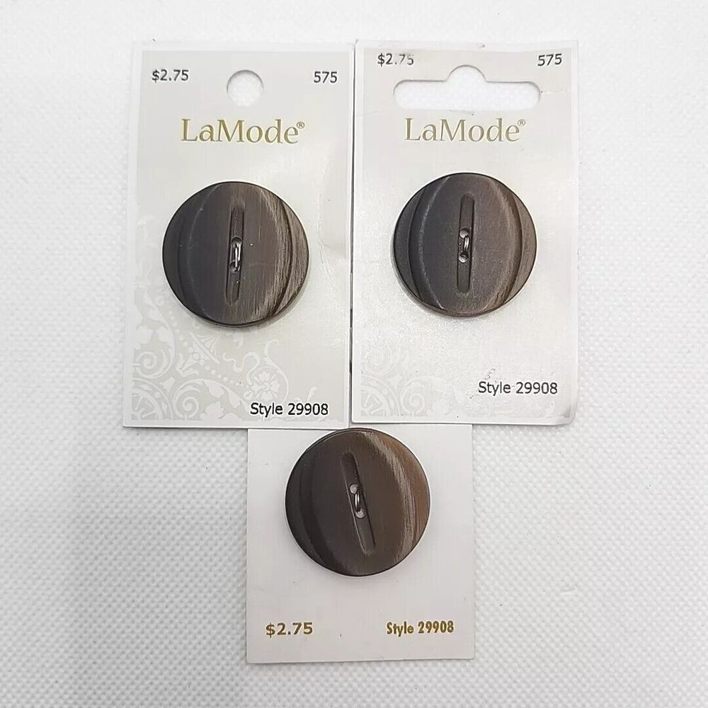 Lot Of 3 La Mode Brown Ombre Round Buttons 1 1/4” 32mm Made In Italy Flat 2 Hole